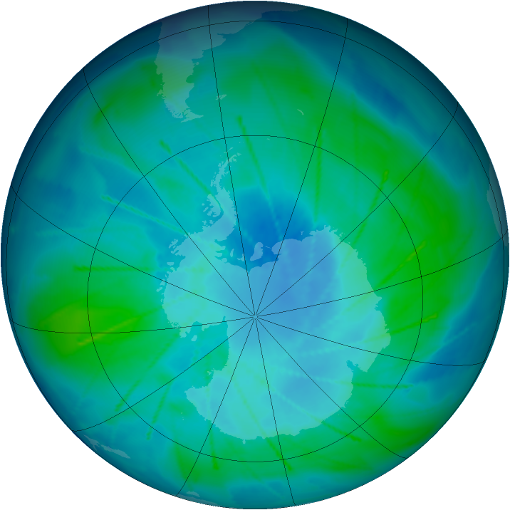Antarctic ozone map for 17 February 2010